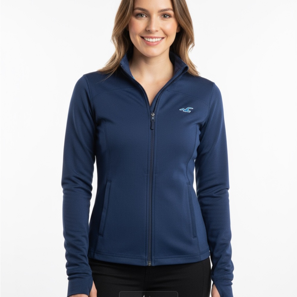 Hollister Blue and Gray Zip-Up Jacket